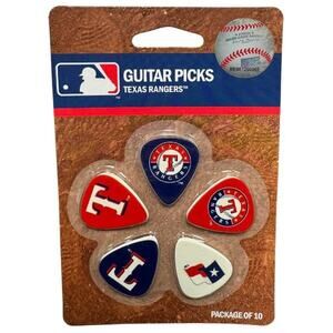 Texas Rangers Guitar Picks 10 Total 5 Different Styles MLB Packaging New